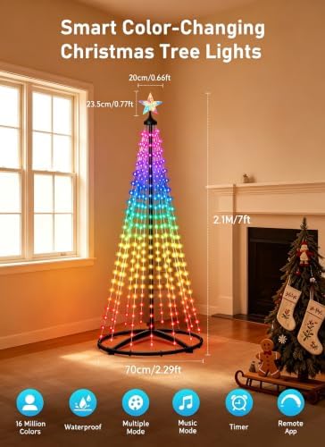 oneup 7FT Christmas Cone Tree Light,Smart RGB Light with App & Remote