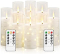 kakoya Flameless LED Candles with Timer 9 Pc Flickering Flameless Candles for Romantic Ambiance and Home Decoration Stable Acrylic Shell,with Embedded Star String，Battery Operated Candles（White）