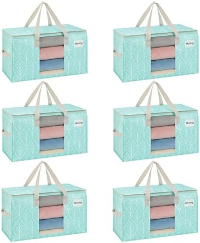VENO Moving Bags, Wide Open Top, Clear Window, Evergreen, 6 Pack