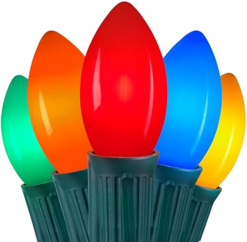 Vintage C9 Christmas Lights Outdoor, 100Ft 50 LED Multicolor String Lights