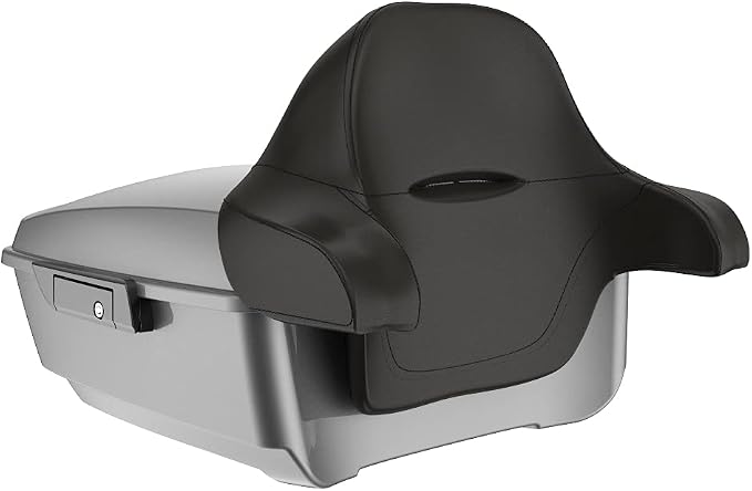 Advanblack Road Glide Tour Trunk Pack Charcoal Pearl King Tour Trunk Pack Luggage +Wrap-Around Backrest Pad for '97-'25 Harley Touring Road King Street Glide Electra Glide CVO Models