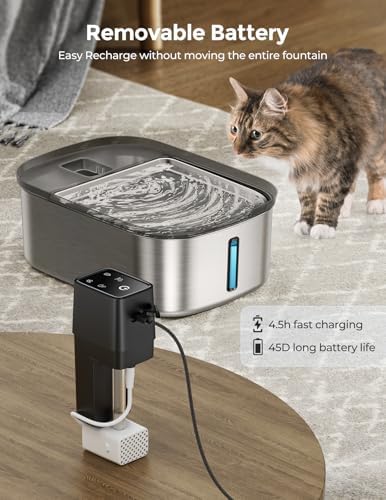 Chumajor 7.5l Wireless Dog Water Fountain Stainless Steel with 6pcs Filters