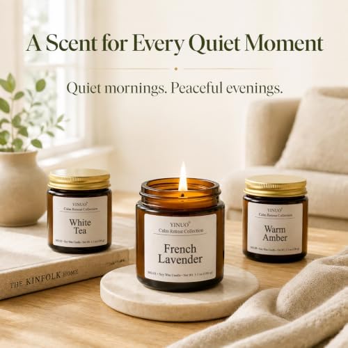 YINUO LIGHT 12 Scented Candles Gift Set, Soy Wax, Amber Glass, 3.5 oz