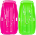 Adult and Kids Plastic Toboggan Snow Sled,Durable Cold-Resistant Flexible Design, with Pull Rope & Handles for Winter Outdoor Sports-35 Inch