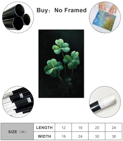 JDBeehpy St. Patrick's Day Clover Life Prosperous Green Festival Theme Painting (Unframed, Canvas Only) Canvas Wall Art Farm Scene Fashion Room Poster St. Patrick's 16x24inch(40x60cm)