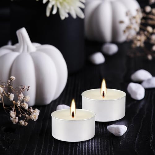 200 Pack White Bulk Candles, 6 Hour Unscented Tea Lights Candles