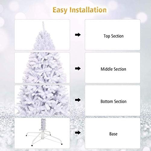 White Artificial Christmas Tree, 7.5FT Artificial Pine Tree w/Premium PVC Needles & Solid Metal Stand, Easy Assembly, for Indoor & Outdoor Use
