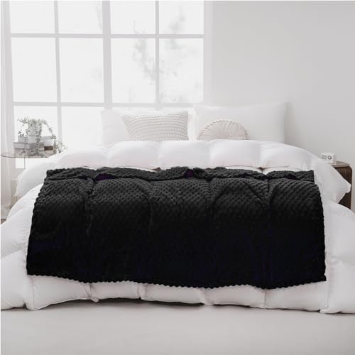 Puncuntex Black Throw Blanket 50"×60" inches Fuzzy 3D Jacquard Decorative