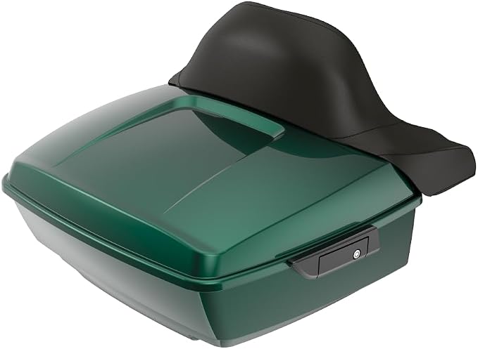 Advanblack Road Glide Tour Trunk Pack Alpine Green King Tour Trunk Pack Luggage +Wrap-Around Backrest Pad for '97-'25 Harley Touring Road King Street Glide Electra Glide CVO models