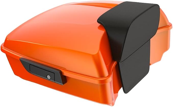 Advanblack Road Glide Tour Trunk Pack Wicked Orange Pearl Chopped Tour Trunk Pack Backrest Pad for '97-'25 Harley Touring Road King Street Glide Electra Glide CVO models