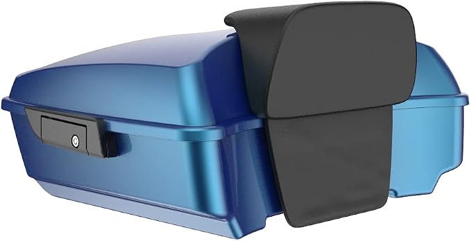 Advanblack Road Glide Tour Trunk Pack Daytona Blue Chopped Tour Trunk Pack Backrest Pad for '97-'25 Harley Touring Road King Street Glide Electra Glide CVO models