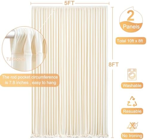 Champagne Backdrop Curtain for Parties Wedding Baby Shower Wrinkle Free Photo Curtains Backdrop Drapes Fabric Decoration for Bridal Shower 5ft x 8ft,2 Panels