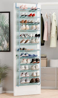 Whitmor 36 Pair Over the Door Shoe Rack,12 Tier Hanging Shoe Organizer with Metal Frame & Mesh shelves, Heavy Duty Shoe Storage Holder for Door,No Drill Installation, 74" H x 21.7" W x 7.5" D, Blue