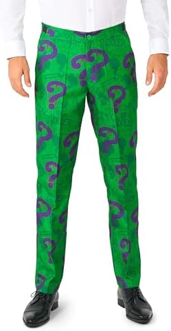 Offstream Men's DC Comics Riddler Halloween Costume Suit Slim Fit 3-Pc XXL