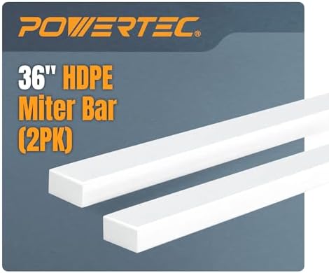 POWERTEC 36" HDPE Miter Bar for Table Saw Sled, Taper Jig, Fits Miter Slot Runners 3/4" x 3/8 Slot on Table Saw, Router Table, Band Saw, Wood Working Tools & Accessories, 2PK (71636V)