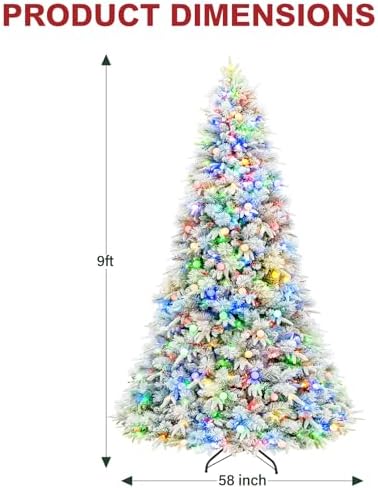 Hykolity 9ft Prelit Christmas Tree with 600 Warm White & Multicolor LEDs
