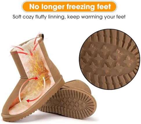 Mishansha Suede Winter Snow Boots for Women Warm Faux Fur Lined Waterproof