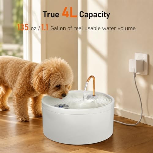 DOOOB Ceramic Dog Water Fountain, 4L/135oz Ceramic Cat Water Fountain
