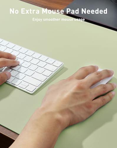 Aothia Faux Leather Desk Mat - Large Mouse Pad, Non-Slip PU Leather Blotter, Waterproof Writing Surface for Office and Home (Grass Green, 63" x 24")