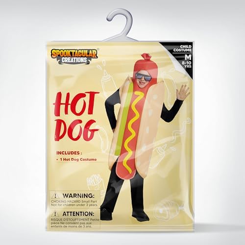 Spooktacular Creations Hot Dogs Costume Kids, Unisex Food Themed Costume for Child Teens Halloween Dress up Cosplay Party