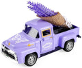 Lavender Truck Decor with Flowers, Purple Floral Pickup Truck with Butterfly, Rustic Farmhouse Tabletop Centerpiece, Spring Country Home Office Kitchen Tiered Tray Decor