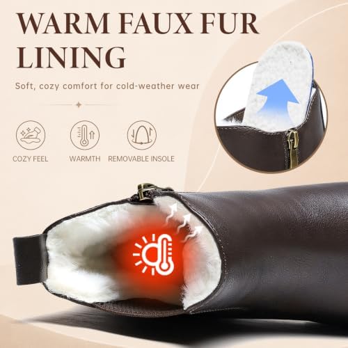 Chelsea Boots Women Winter Boots Fur Lined Chunky Lug Sole Ankle Booties