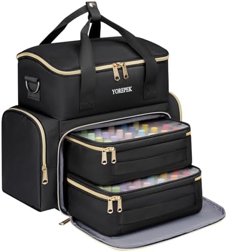 YOREPEK Nail Polish Organizer Bag Holds 48 Bottles (15ml/0.5 fl.oz) UV lamp