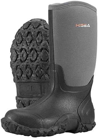 HISEA Men's Rain Boots Neoprene Rubber Boots Waterproof Insulated Mud Boots