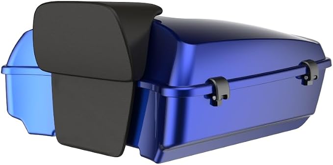 Advanblack 2026 Road Glide Tour Trunk Pack Aurora Blue Denim Chopped Tour Trunk Pack Backrest Pad for '97-'26 Harley Touring Road King Street Glide Electra Glide CVO models