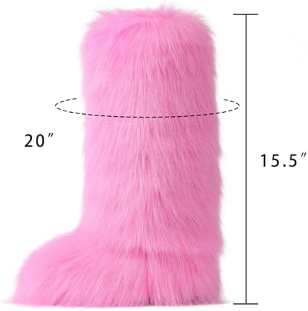 CELNEPHO Faux Fur Boots Knee High Furry Boots Fuzzy Winter Snow Shoes Flats
