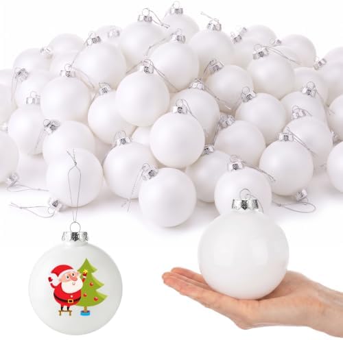 Zubebe 48 Pcs 4 Inch Blank White DIY Christmas Ball Ornaments for Craft