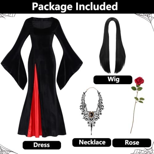 Adult Halloween Costume for Women Black Gothic Dress for Role Cosplay