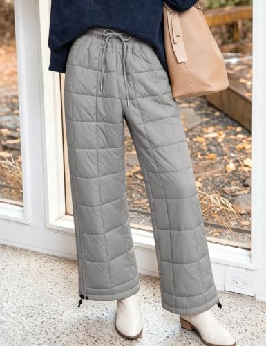 PEHMEA Womens Winter Snow Pants Windproof Warm Wide Leg Ski Casual Trousers