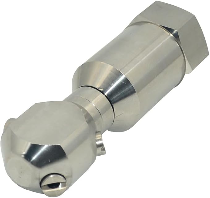 VARMHUS 360° Rotating Spray Nozzle, 304 Stainless Steel High Pressure Continuous Rotary Cleaner for Barrel, Tank, and Industrial Drum Washing (1")