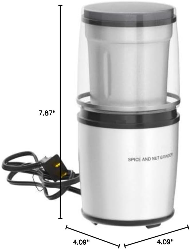 Cuisinart Spice and Nut Grinder, Push-Top Lid for On/Off, Dishwasher Safe | Electric grinder with heavy-duty motor, stainless steel blades, push-top operation & compact, easy-to-clean design, SG-10