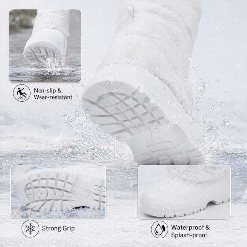 Waterfproof Snow Boots for Women Furry Fuzzy Faux Fur Duck Boots