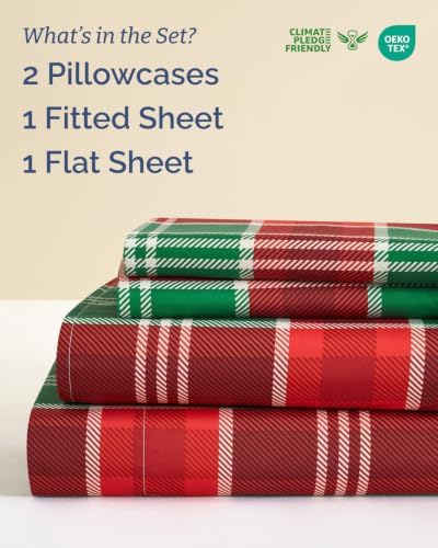 Christmas Sheet Set, Highland Tartan, Holiday Xmas Bedding Set - Queen Size