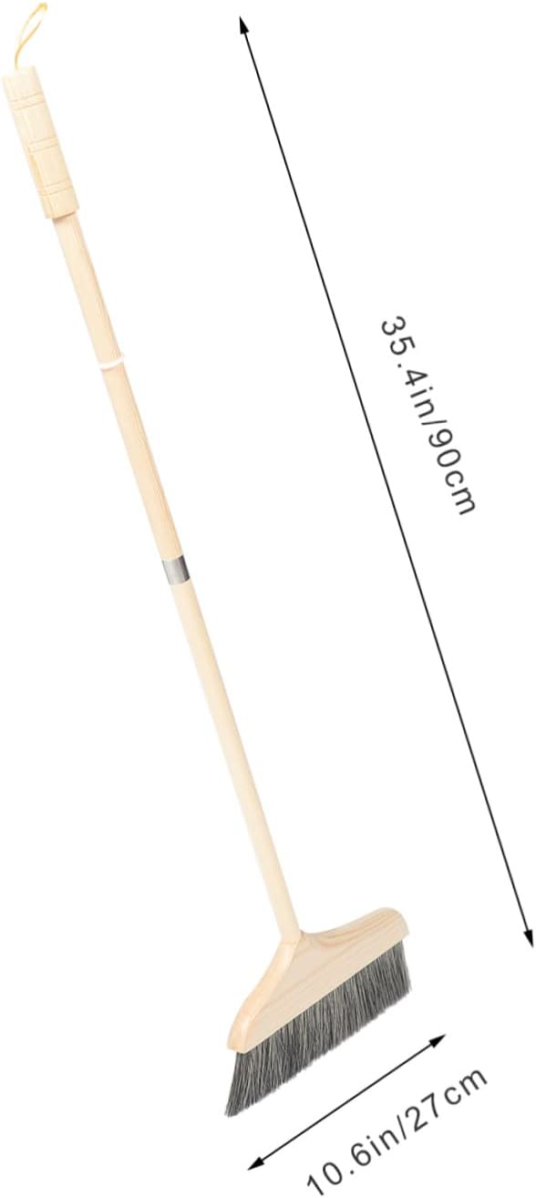 Long Handle Soft Bristle Broom Dustpan Set Floor Cleaning Broom for Indoor and Outdoor Use Anti-Static Pine Wood Sweeping Brush for Home Kitchen and RV