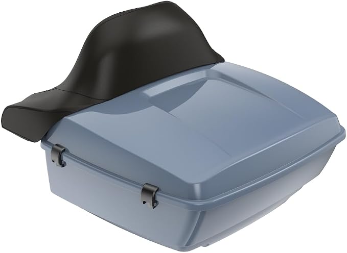 Advanblack Harley Motocycle Gunship Gray Tour Trunk Pack Gunship Gray King Tour Trunk Pack Luggage +Wrap-Around Backrest Pad for '97-'24 Harley Touring