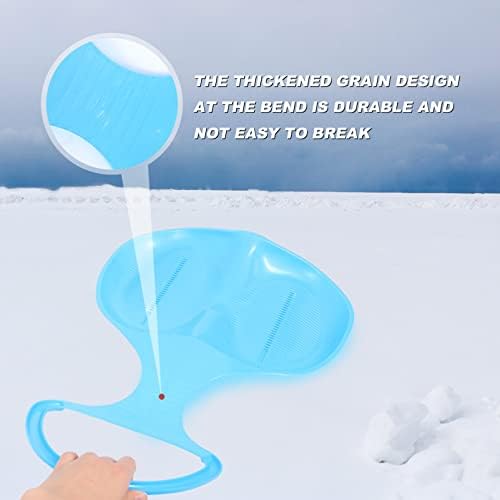 2Pcs Portable Plastic Snow Sleds for Boy Girl and Adults, Sand, Blue