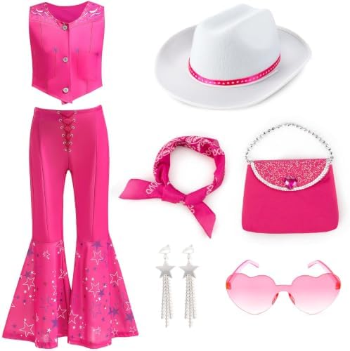 Cowgirl Costume Girls Kids Disco Outfits Movie Heroine Dress Up for Halloween Birthday Cosplay Party
