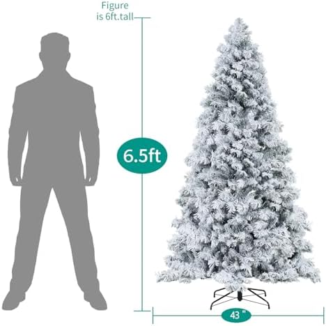 Naomi Home 6.5ft Snow Flocked Christmas Tree with Lights