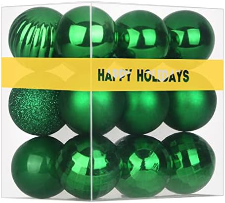 Emerald Green 1.6" Small Christmas Balls Christmas Tree Decoration Ornaments Shatterproof Hanging Balls for Birthday St. Patrick's Day Easter Mardi Gras Holiday Wedding Decorations Set of 18pcs