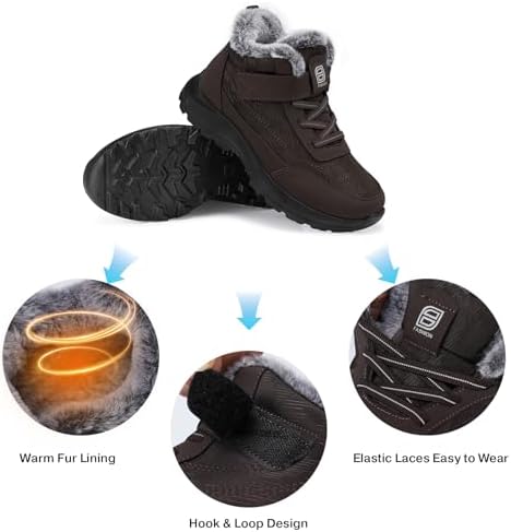 SHIBEVER Snow Boots Women Warm: Winter Fur Lined Ankle Booties
