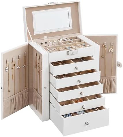 SONGMICS 6-Layer Jewelry Box Organizer with 5 Drawers, Lock and Mirror