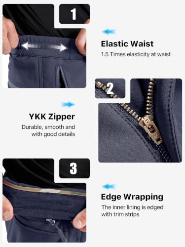 FREE SOLDIER Men's Fleece Lined Pants Softshell Snow Ski Pants