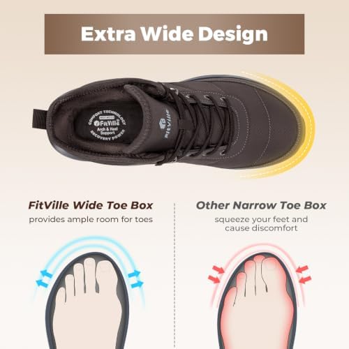 FitVille Men's Wide Winter Boots Non-Slip Insulated Snow Boots