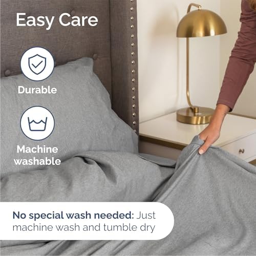 Queen Size 4 Piece Sheet Set - Breathable & Cooling Sheets - Heathered Grey