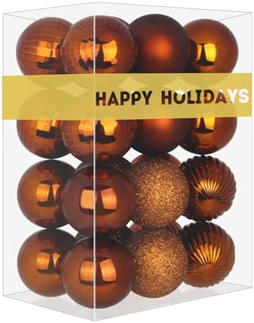 Bronze 3.2" Large Christmas Balls - Christmas Tree Decoration Ornaments Shatterproof Hanging Balls for Birthday Halloween Holiday Wedding Decorations Set of 24pcs