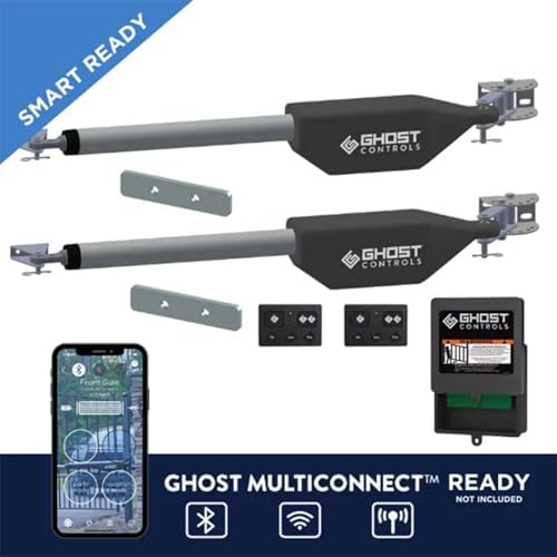 Ghost Controls Pro Dual Solar Automatic Gate Opener with 30w Solar Panel and Large Battery Box Access Bundle